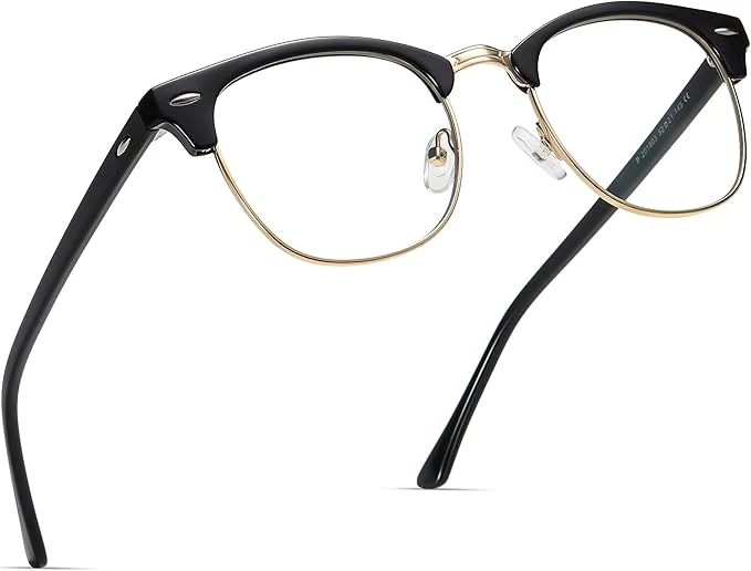Eco-Friendly Blue Light Blocking Glasses Vintage Half Frame UV Clear Lens Anti Eyestrain Outstanding
