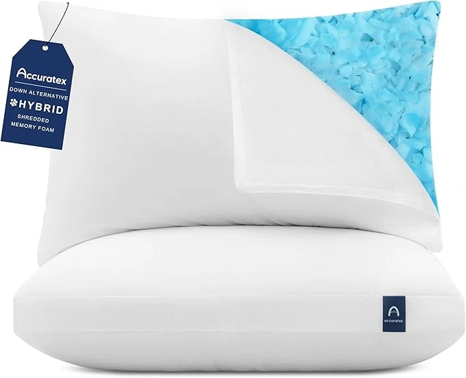 Elegant ACCURATEX Hybrid Pillow for Sleeping Adjustable Shredded Memory Foam Pillow Genuine