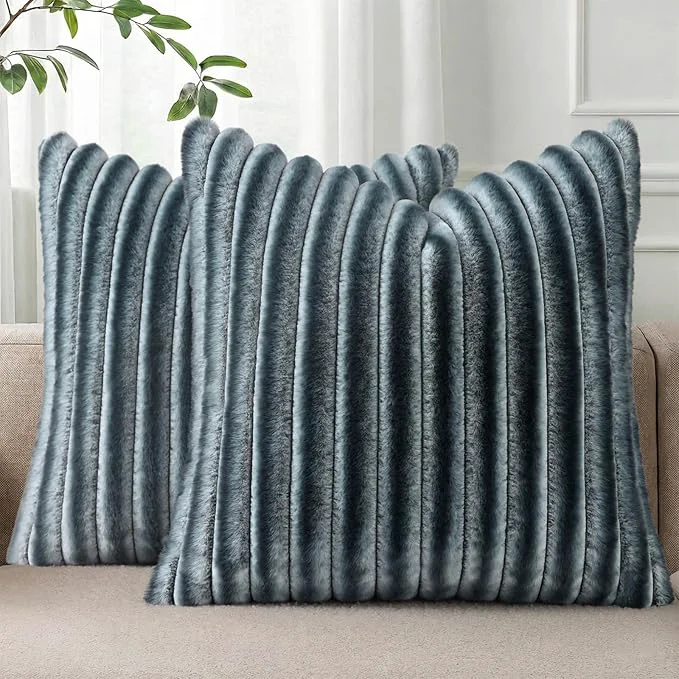 Healthy Pallene Faux Fur Plush Throw Pillow Covers 26x26 Set of 2 Luxury Soft Fluffy Original