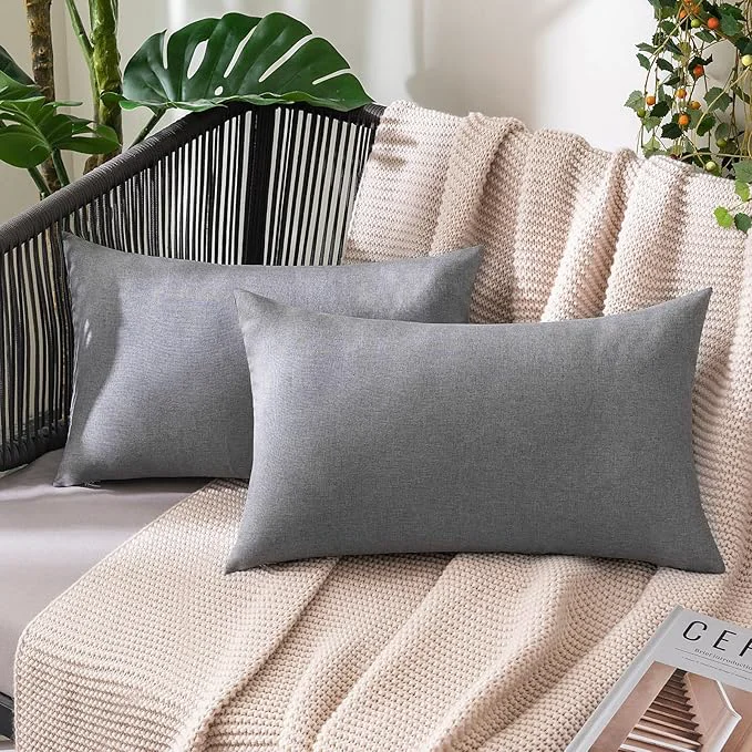 Efficient MIULEE Pack of 2 Decorative Outdoor Solid Waterproof Throw Pillow Covers Faux High-Quality