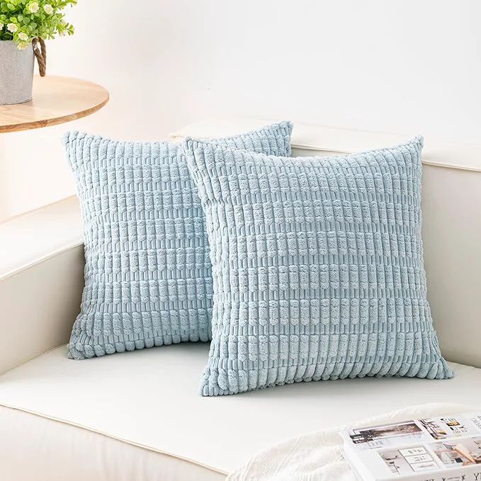 Fast Aegero Pack of 2 Corduroy Decorative Throw Pillow Covers 16x16 Inch Soft Recyclable