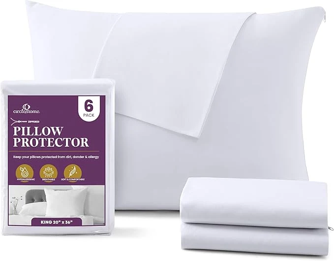 Soft CirclesHome Pillow Protectors 6 Pack King Zippered High-End