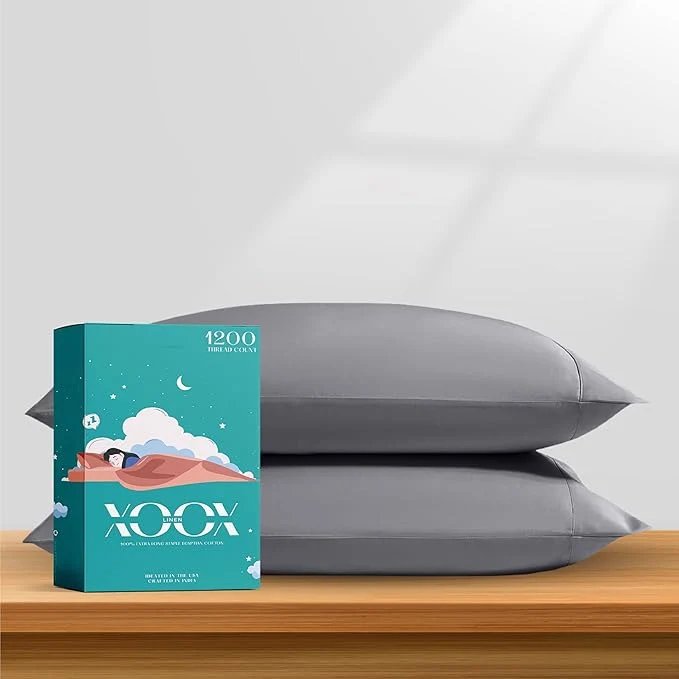 Sophisticated XOOX Linen Egyptian Cotton Queen Pillow Cases Set of 2 Professional