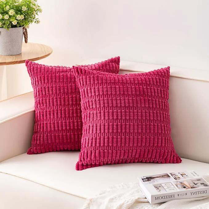 Modern Aegero Pack of 2 Corduroy Decorative Throw Pillow Covers 20x20 Inch Soft Next-Generation