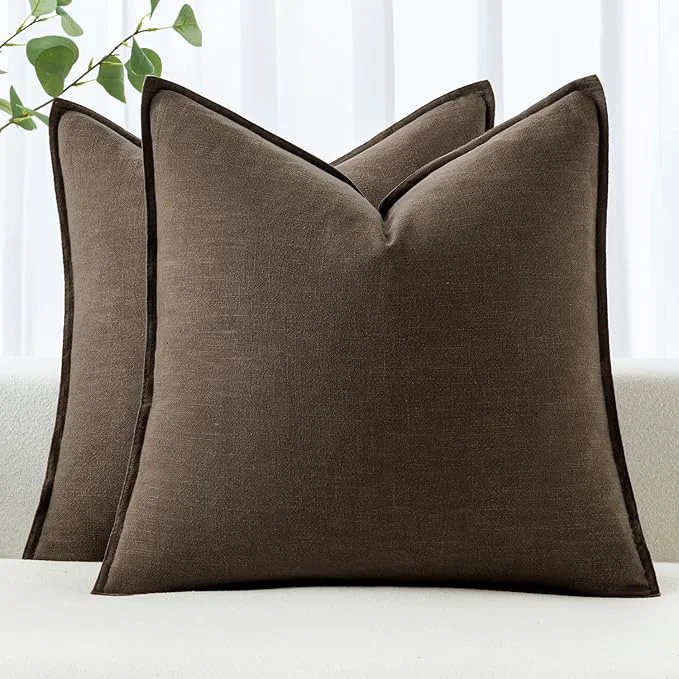 Dependable MIULEE Decorative Linen Pillow Covers 18x18 Inch Dark Coffee Chocolate Boho Casual