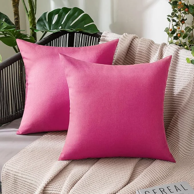 Convenient MIULEE Pack of 2 Decorative Outdoor Solid Waterproof Throw Pillow Covers Faux Top-Quality