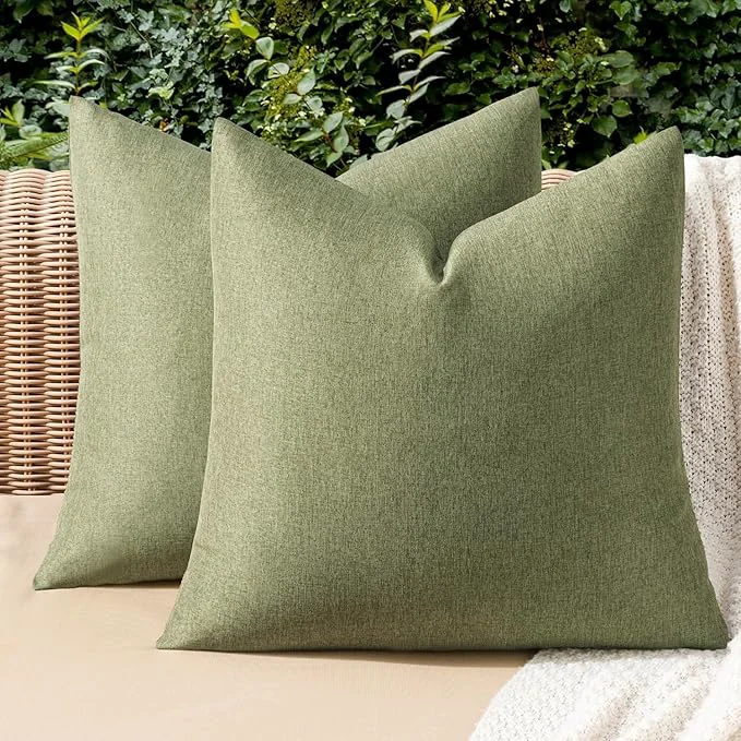 Superior MIULEE Pack of 2 Decorative Outdoor Solid Waterproof Throw Pillow Covers Faux Fine