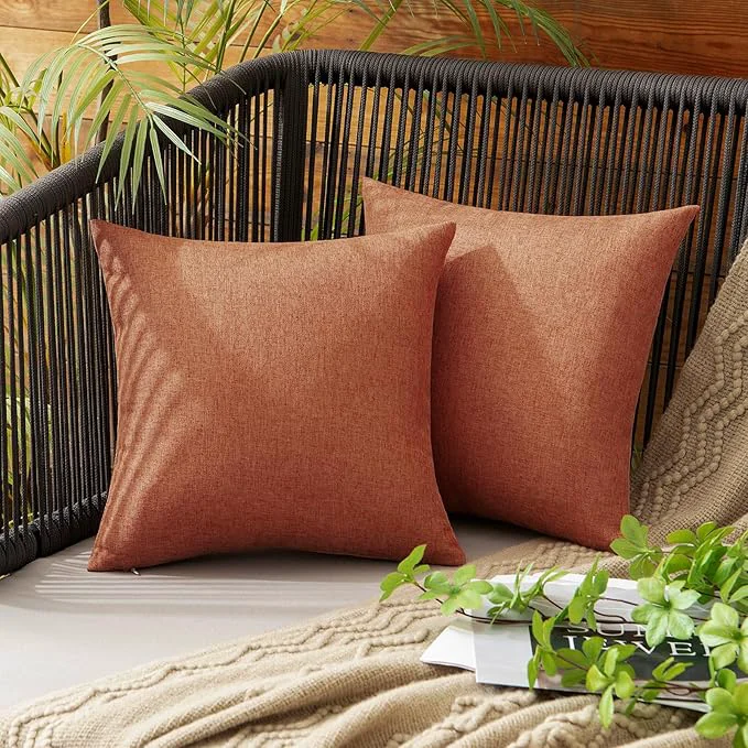 Professional MIULEE Pack of 2 Decorative Outdoor Solid Waterproof Throw Pillow Covers Faux Casual