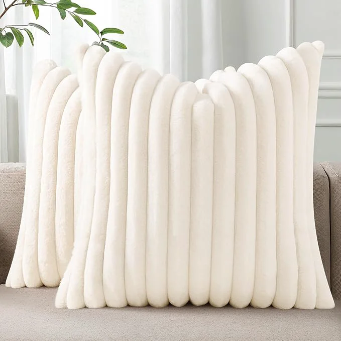 Easy-to-Use Pallene Faux Fur Plush Throw Pillow Covers 26x26 Set of 2 Luxury Soft Fluffy Excellent