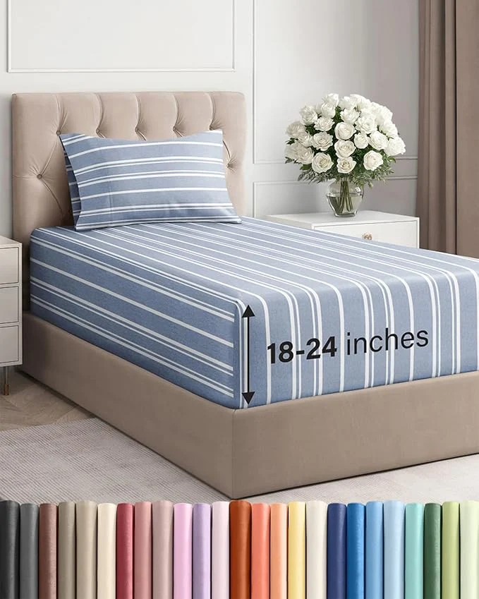 Solid Extra Deep Twin Sheet Set Smart