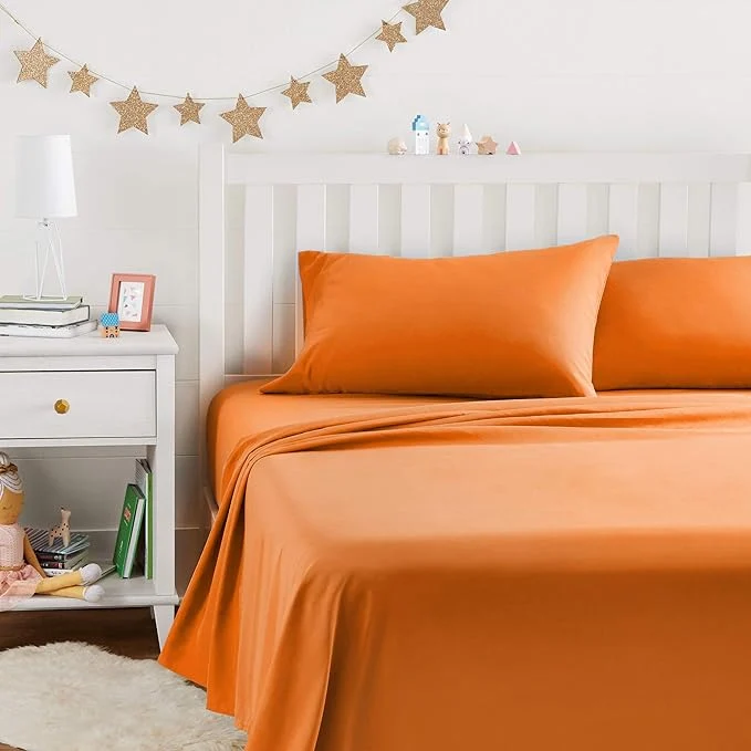 Trusted Amazon Basics Kid's Soft Breathable Easy-Wash Microfiber 4-Piece Sheet Set Natural