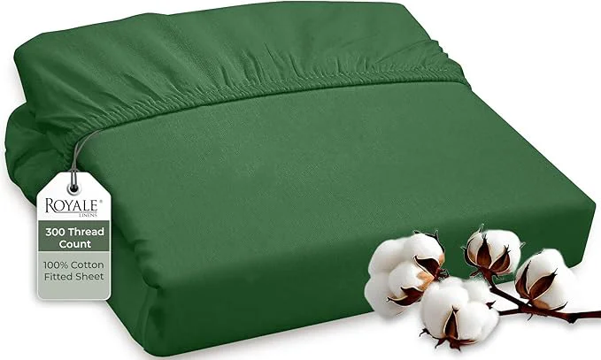 Elite ROYALE LINENS 300 Thread Count Long Staple Combed Cotton Fitted Sheet Full Fine
