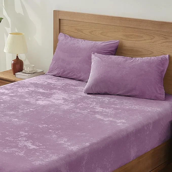 Excellent BEDELITE Velvet Fitted Sheet and Pillowcases Set Luxury Soft Fuzzy Bottom Sheet Sustainable