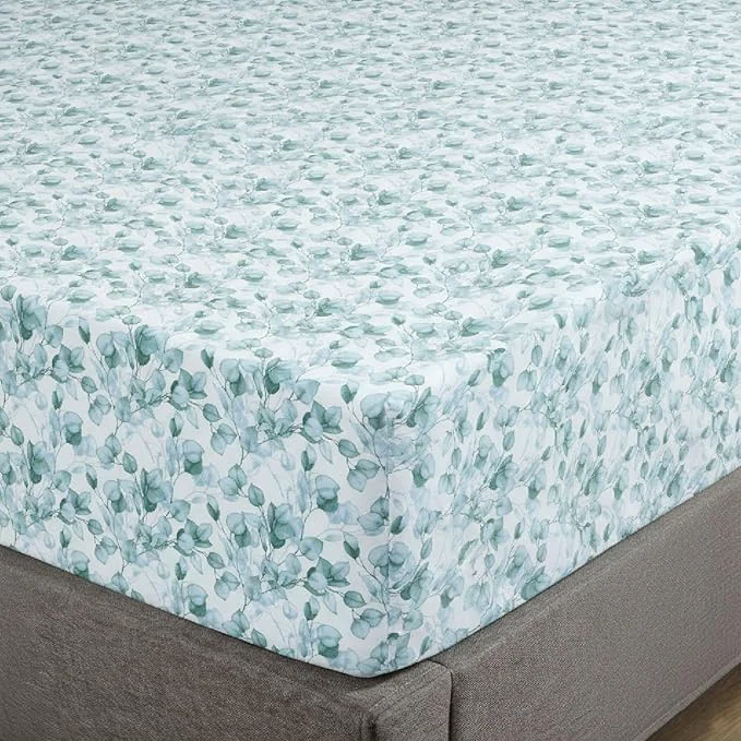 Environmentally Friendly Feather Stitch 1 Piece Fitted Sheet Full Size Cotton Damask Sateen Premium