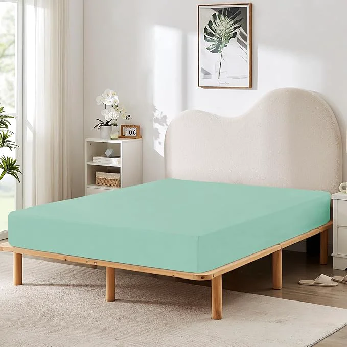 Effective HBHLFZ Twin XL Fitted Sheet Only Soft Breathable Bottom Sheet Green