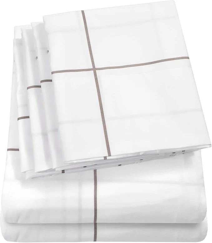 Contemporary Queen Sheets Window Pane White Official