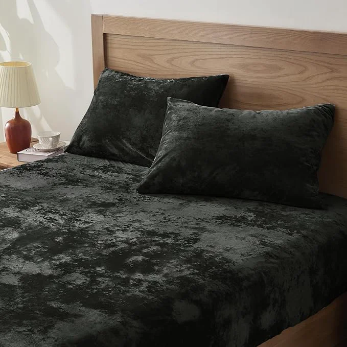 Proven BEDELITE Velvet Fitted Sheet and Pillowcases Set Luxury Soft Fuzzy Bottom Sheet Powerful