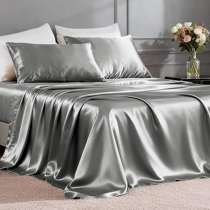 Traditional FreshCulture Satin Sheets Twin XL Bed Set Effective