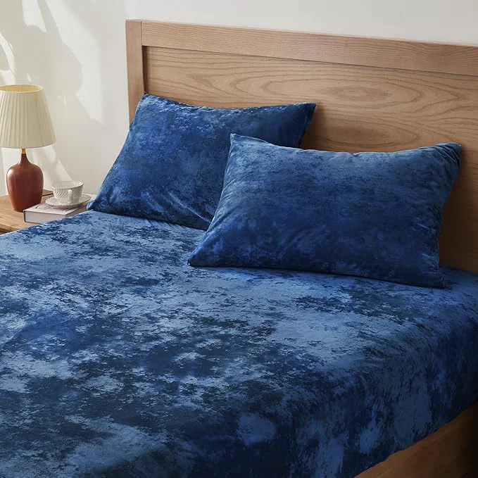 Advanced BEDELITE Velvet Fitted Sheet and Pillowcases Set Luxury Soft Fuzzy Bottom Sheet Powerful