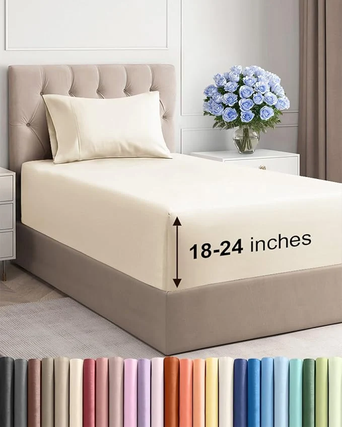 Contemporary Extra Deep Twin Sheet Set Eco-Friendly