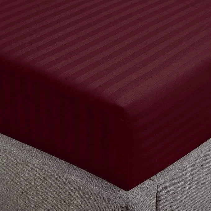Sustainable Feather Stitch 1 PC Fitted Sheet California King Size Cotton Damask Refined