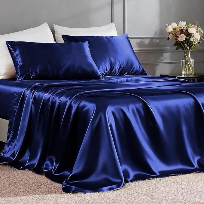 Traditional FreshCulture Satin Sheets King Size High-End