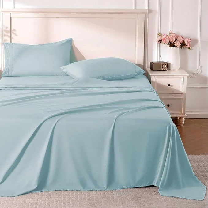 Carefully Designed ROSE RISY Light Blue Twin Sheet Set 3 Pieces Soft Bedding Twin Sheet Set Durable