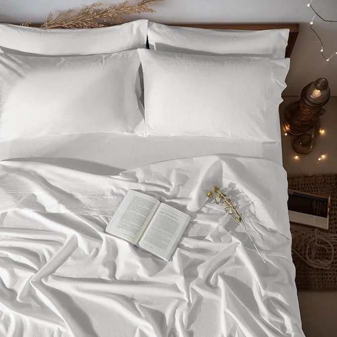 Sustainable LBRO2M Pure Linen Sheet Set Deep Pocket Up to 16 Bed Sheets Sets Recyclable