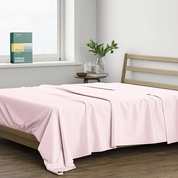 Fast THREAD SPREAD Organic Cotton Percale Flat Sheet King Size Modern