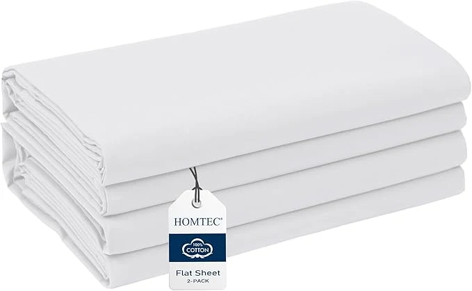 Carefully Designed California King Size Flat Sheet 2 Pack Cotton Percale Flat Bed Sheet Environmentally Friendly