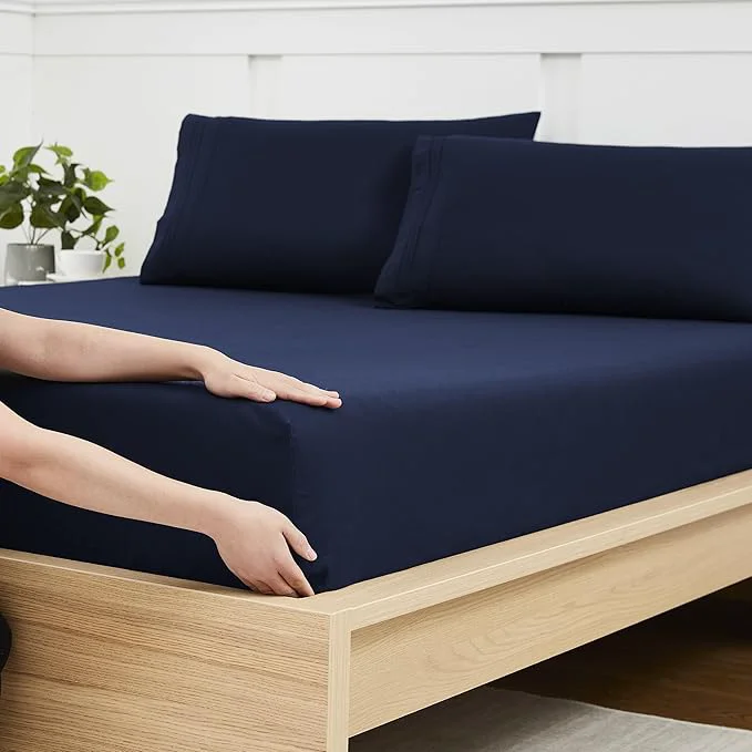 Fashionable Twin XL Fitted Sheet Only with Full Elastic Built in Corner Sheet Straps to User-Friendly