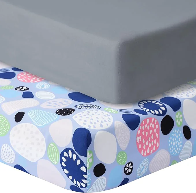 High-Grade GUNTAIL Baby Crib Sheets for Boys Girls 2 Pack Fitted Crib Sheet for Standard Soft