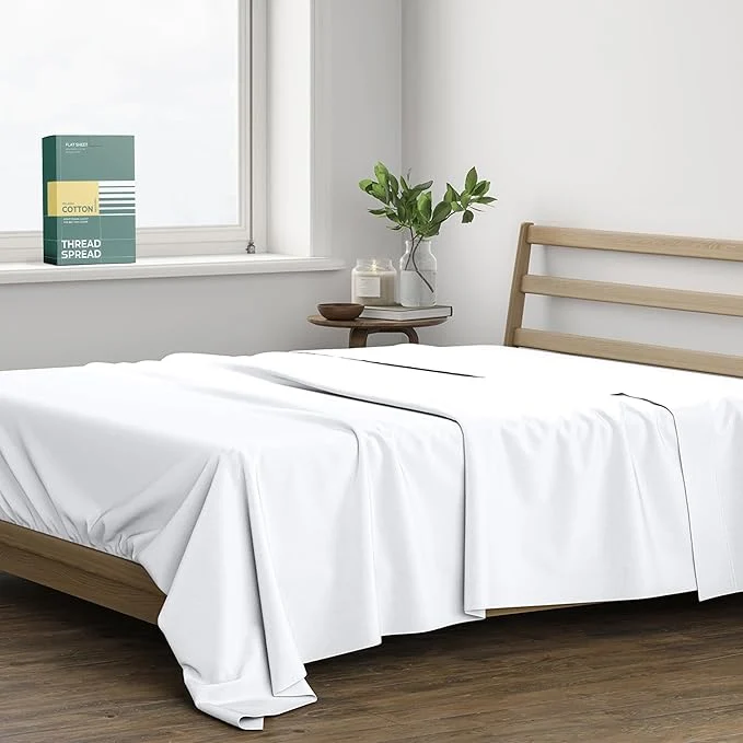 Superior THREAD SPREAD Organic Cotton Percale Flat Sheet Queen Size Versatile