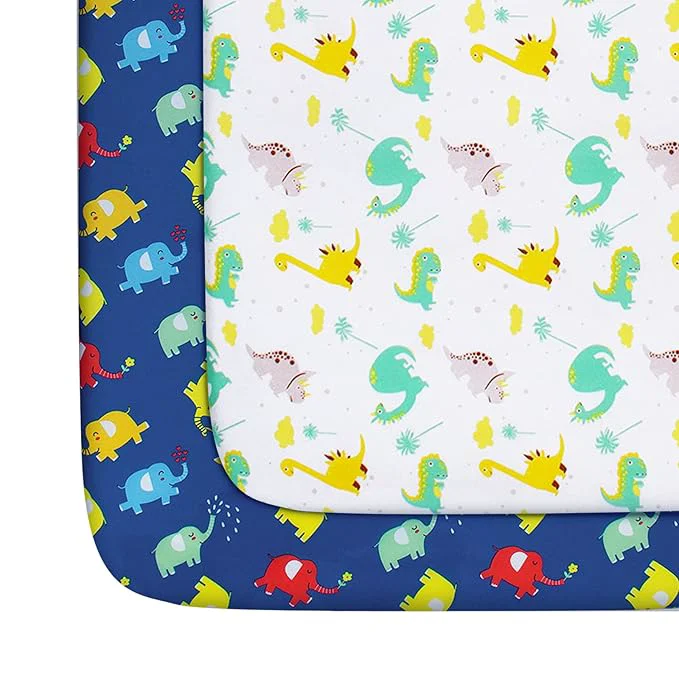 Environmentally Friendly Pack and Play Sheets Boys 2 Pack Mini Crib Sheets Stretchy Playard Fitted High-Grade