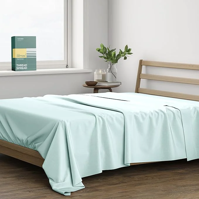 Original THREAD SPREAD Organic Cotton Percale Flat Sheet California King Size Sustainable