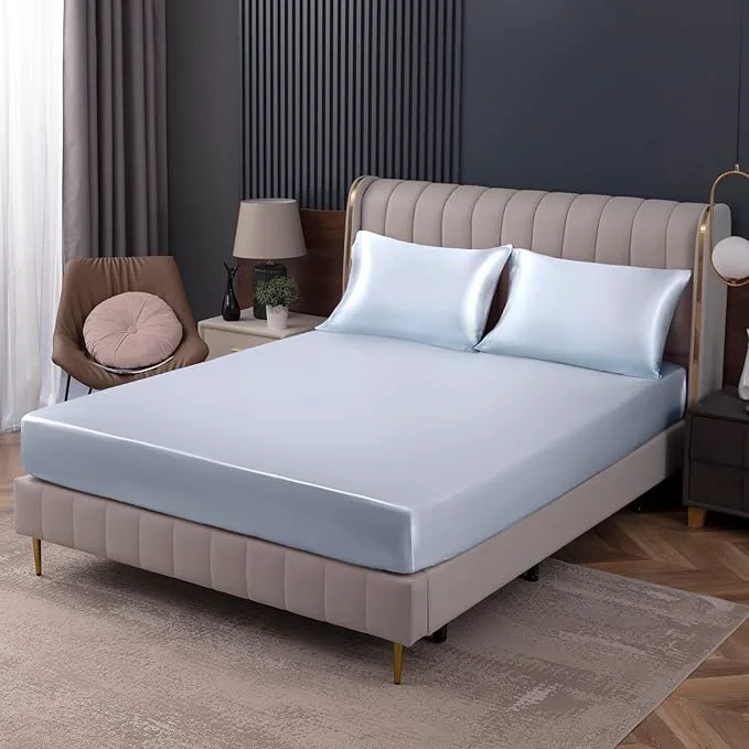Artisan Homiest Baby Blue Satin Fitted Sheet Professional