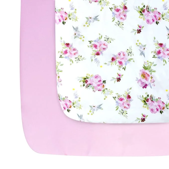 Casual Pack and Play Sheets Girl 2 Pack Mini Crib Sheets Stretchy Playard Fitted Authentic