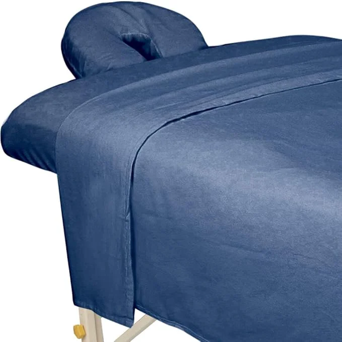 Authentic ForPro Premium Flannel 3-Piece Massage Sheet Set Ocean Blue Breathable