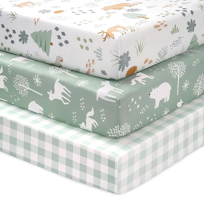 Modern Baby Crib Sheets for Boys and Girls 3 Pack Fitted Crib Sheets Neutral for Original Design