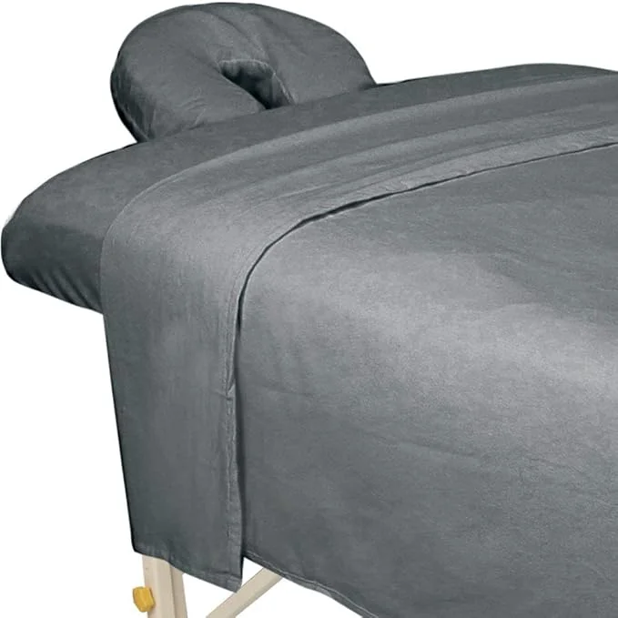 Consistent ForPro Premium Flannel 3-Piece Massage Sheet Set Cool Grey Stain and Efficient