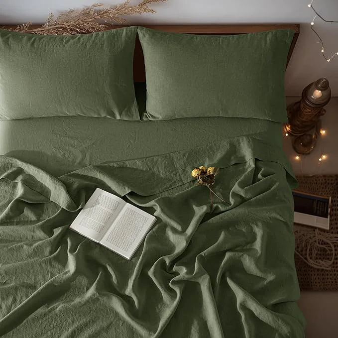 Quality LBRO2M Pure Linen Sheet Set Deep Pocket Up to 16 Bed Sheets Sets Selected
