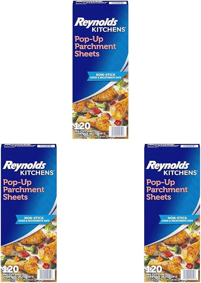 Comfortable Reynolds Kitchens Pop-Up Parchment Paper Sheets 10.7x13.75 Inch 120 Sheets Unique