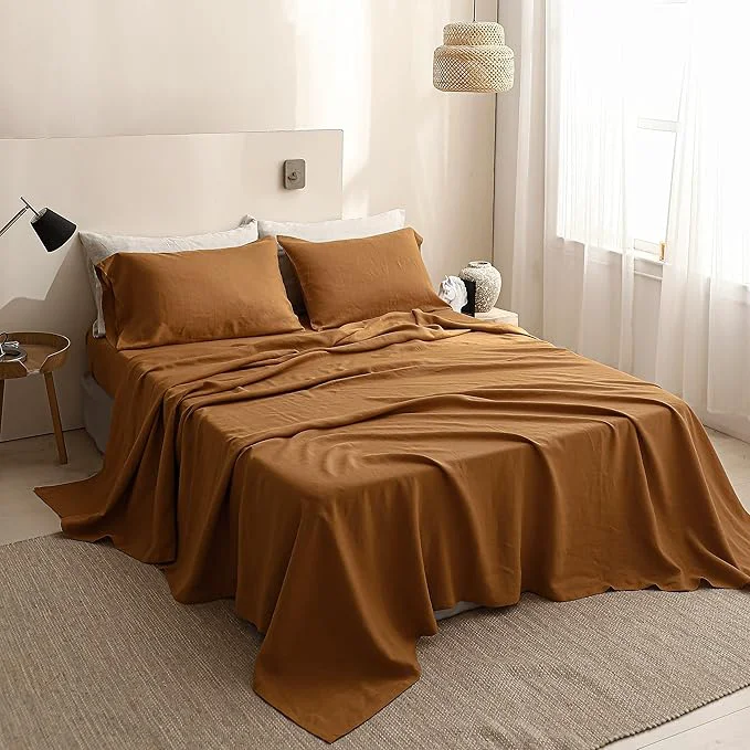 Detailed Simple Opulence French Linen Flat Sheet Natural Flax Bedding Sheet Innovative