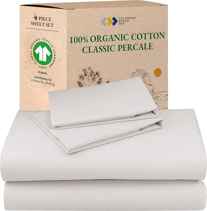 Superior California Design Den Organic Cotton Sheets Queen Size Bed Set Safe