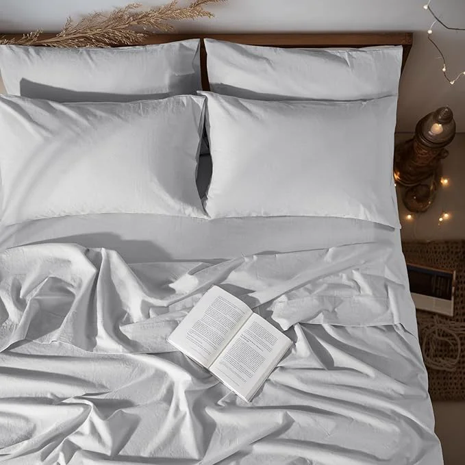 Exclusive LBRO2M Pure Linen Sheet Set Deep Pocket Up to 16 Bed Sheets Sets Breathable