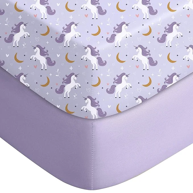 Reusable Yoofoss Baby Crib Sheets for Boys Girls Fitted Crib Sheet 2 Pack for Standard Solid