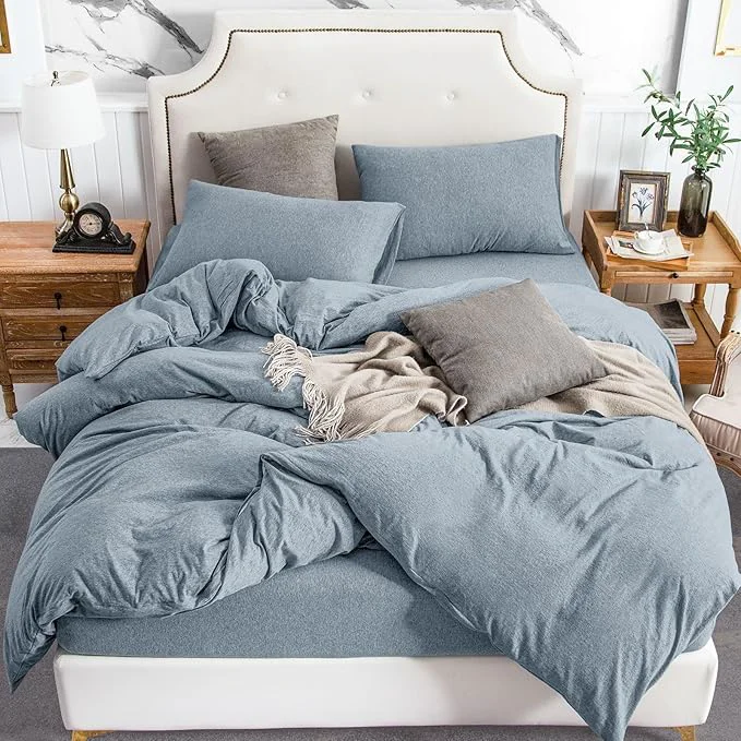 Fashionable PURE ERA Jersey Knit Duvet Cover Set T-Shirt Cotton Super Soft Comfy 2pc Versatile
