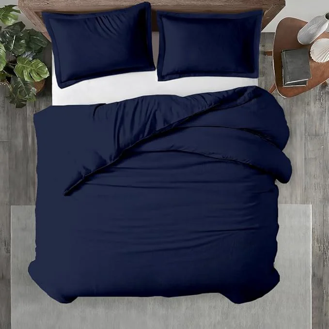 Contemporary Kotton Culture 3 Pc Duvet Cover King Size Set- Egyptian Cotton 600 Thread Easy-to-Use