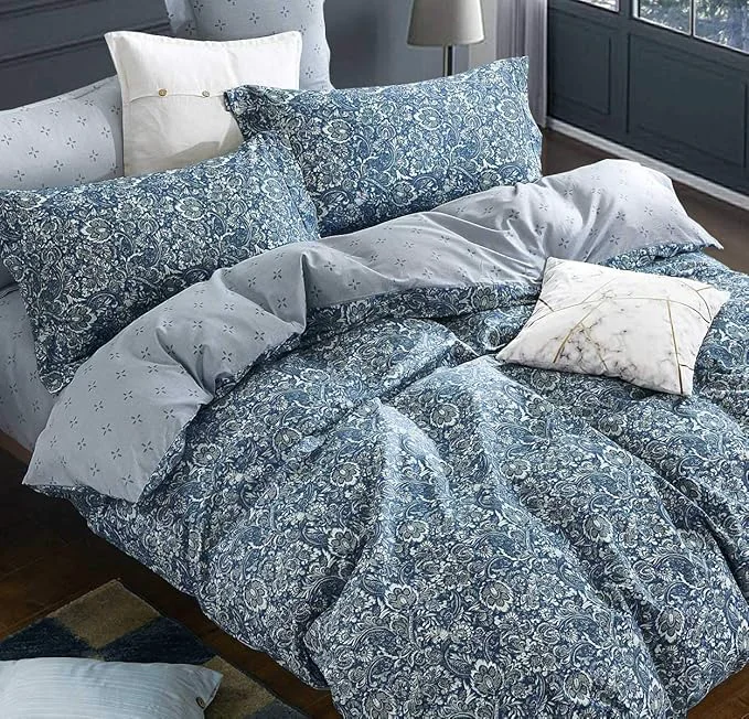 Sophisticated SLEEPBELLA Duvet Cover King 600 Thread Count Cotton Blue Green Paisley Smart