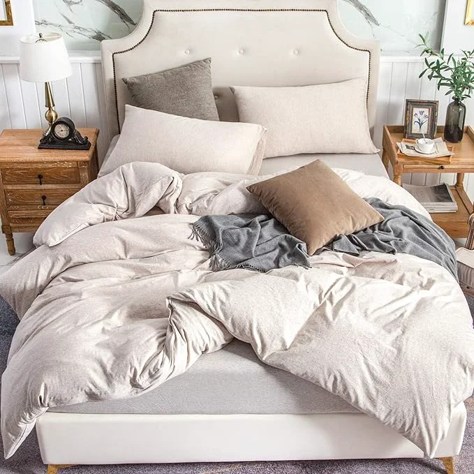 Elegant PURE ERA Jersey Knit Duvet Cover Set T-Shirt Cotton Super Soft Comfy 3pc Eco-Friendly